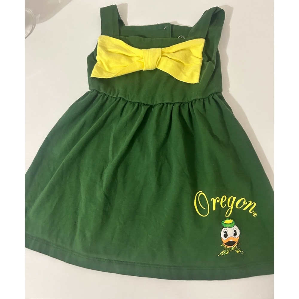 Toddler Girl University of Oregon Ducks Dress 18-24 Months Cheekie Peach Green